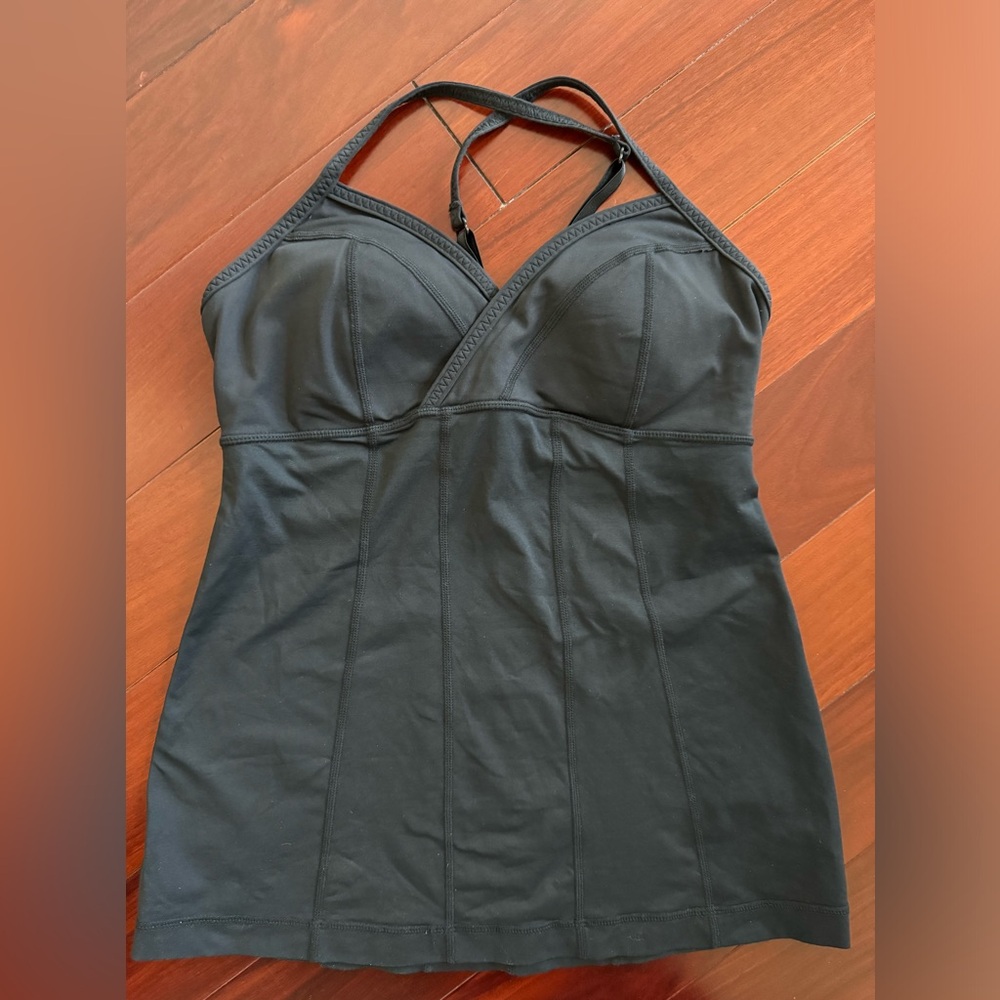 Black Lululemon cross strap tank top
